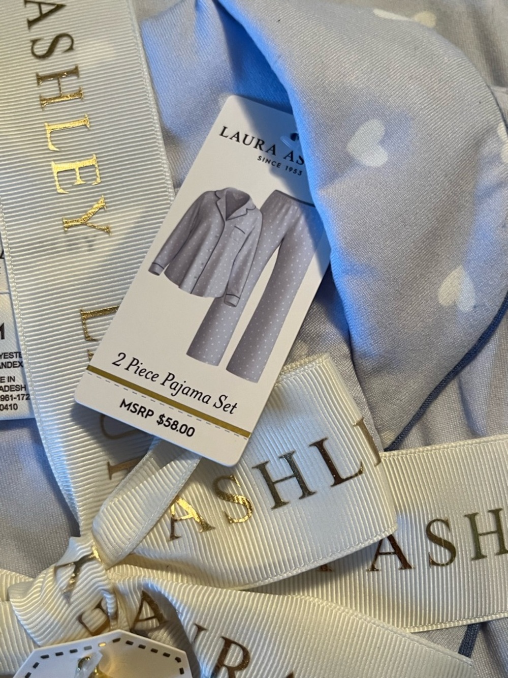 Laura Ashley Baby Blue Heart Pajama Set - Picture 2 of 4